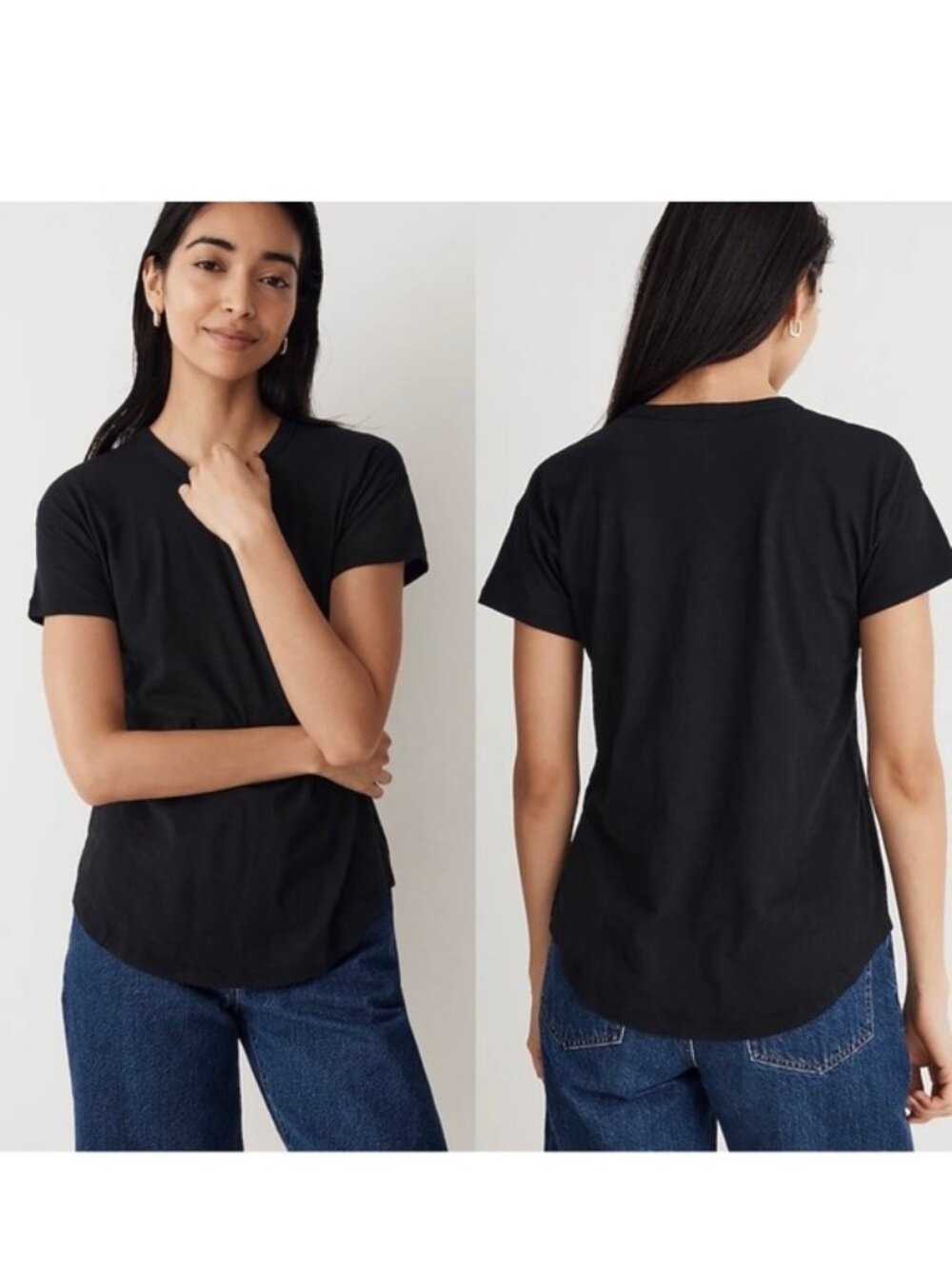 Madewell | Black Whisper Cotton V-Neck Short Sleeve T-Shirt | Size Medium